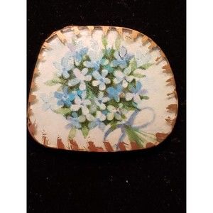 Vintage Unsigned Forget Me Nots Bouquet Of Flowers Pin Organically Shaped Brooch